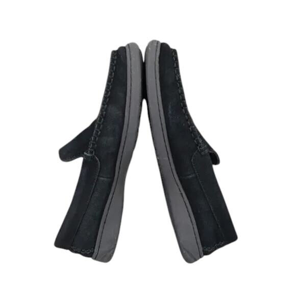 Clarks Shoes Mens 9 Slippers Suede Moccasin Slip On Indoor Outdoor Comfort Black - Picture 7 of 12